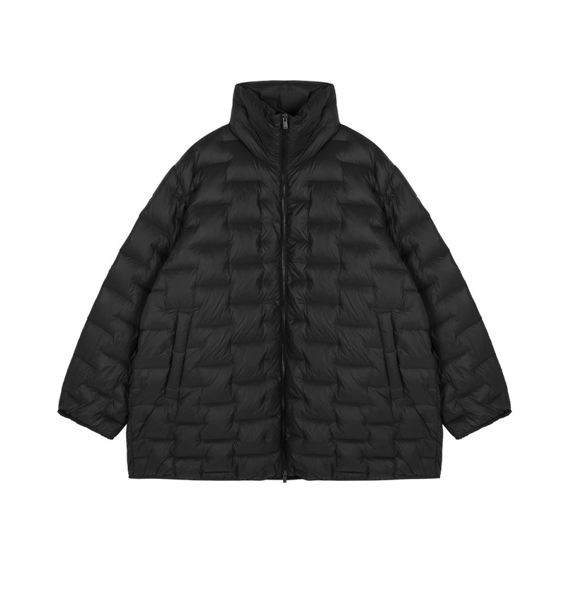 Damen Regular Daunenjacke mit versetzter Blocksteppung Schwarz