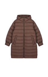 Damen warmer Oversize Daunenmantel mit Seitenschlitzen