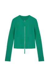 Damen Cropped Cardigan mit zwei-Wege-Reißverschluss