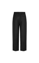 Damen weite Anzughose mit Bügelfalte & Gummibund Schwarz
