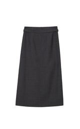 Damen A-Line Rock mit angenähtem Gürtel & asymmetrischer Länge