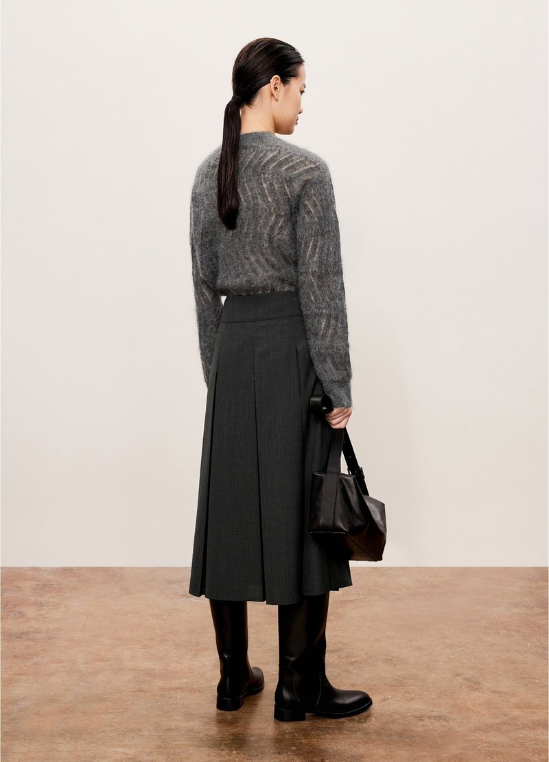 Damen A-Linien Rock mit vollständig öffnebarer Front Grau