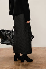 Damen Slim Plissee-Rock mit seitlichem Reißverschluss Schwarz