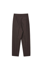 Damen lockere Anzug Wollhose mit Bügelfalte Braun