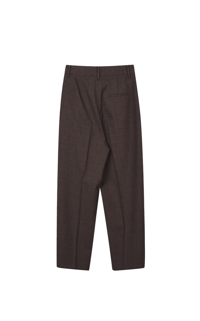 Damen lockere Anzug Wollhose mit Bügelfalte Braun