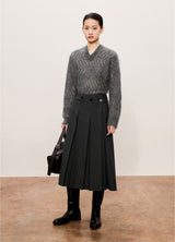 Damen A-Linien Rock mit vollständig öffnebarer Front Grau