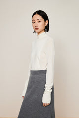 Damen Slim Pullover mit langen Ärmeln Off-White