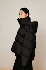 Damen elegante Daunenjacke mit abnehmbarer Kapuze