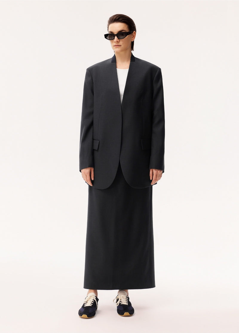 Damen Blazerjacke mit Pattentasche und Blouson Kragen