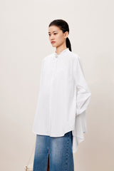 Damen Oversize Bluse mit seitlichen Schlitzen Weiß