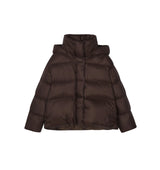 Damen elegante Daunenjacke mit abnehmbarer Kapuze in Braun