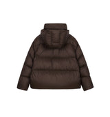 Damen elegante Daunenjacke mit abnehmbarer Kapuze in Braun