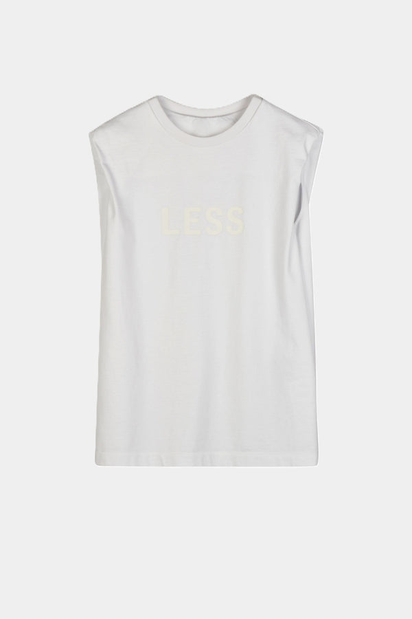 LESS Top mit Schriftzug WHITE