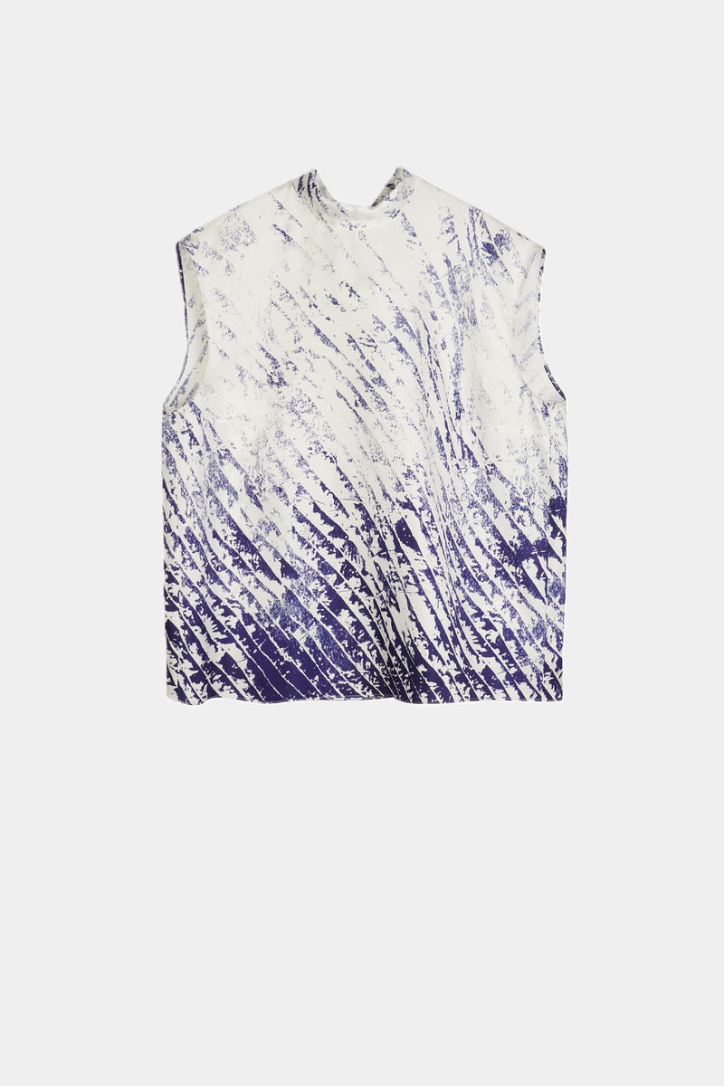 LESS Seiden-Top WHITE-BLUE