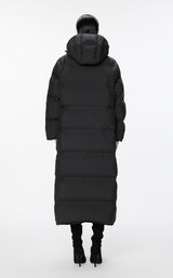 Elegante Damen Daunenjacke mit Kapuze und Gummizug in Schwarz