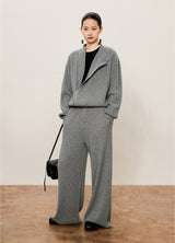 Damen weite Hose aus Wollmischung Grau