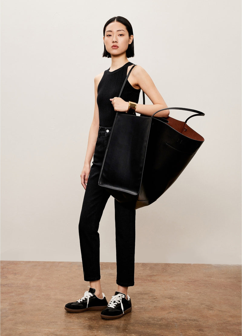 Damen Slim Stricktop mit edlem Kashmere Schwarz