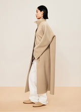 Damen Regular Wollmantel mit gerader Linie in Beige