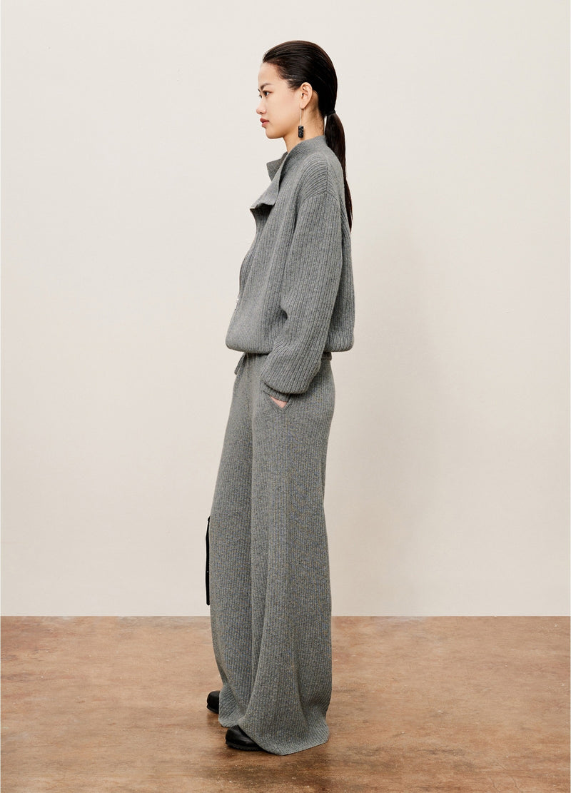 Damen weite Hose aus Wollmischung Grau