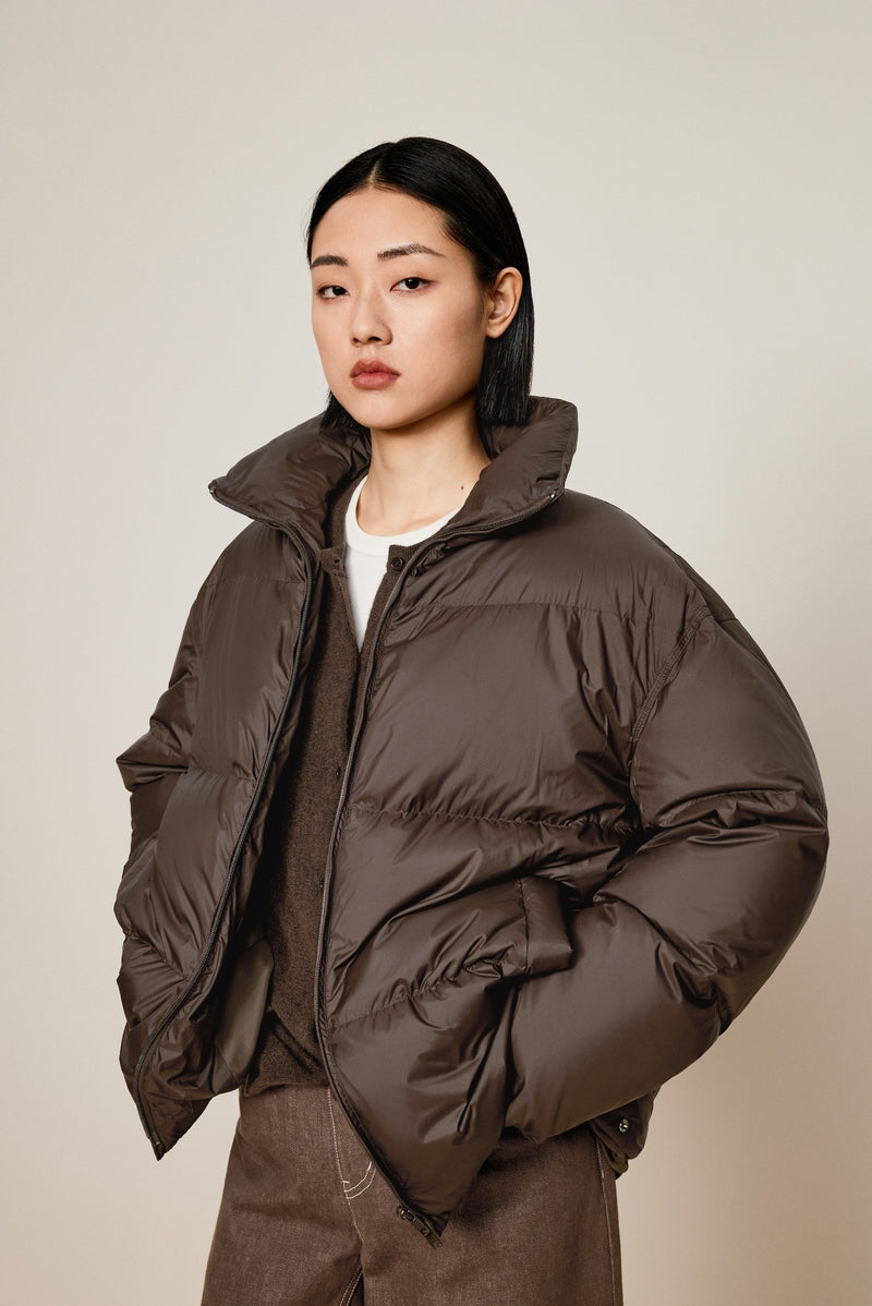 Damen Oversize Gänsedaunenmantel mit Zwei-Wege-Reißverschluss