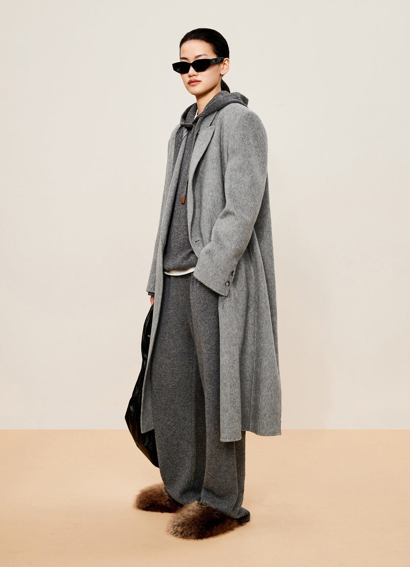 Damen Oversized Wollmantel mit Reverse Kragen