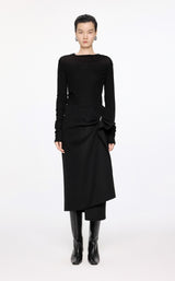 Damen Regular Rock mit Brosche und seitlichem Reißverschluss Schwarz