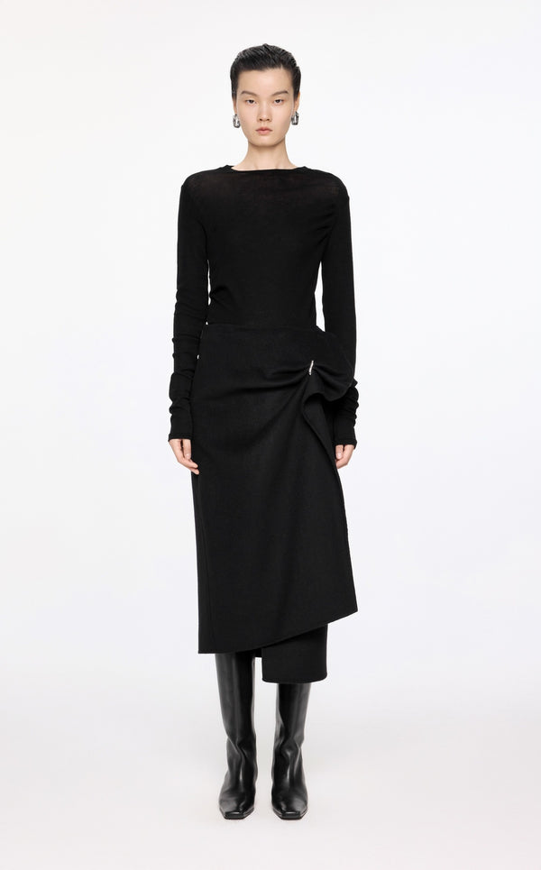 Damen Regular Rock mit Brosche und seitlichem Reißverschluss Schwarz