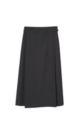 Damen A-Line Rock mit angenähtem Gürtel & asymmetrischer Länge