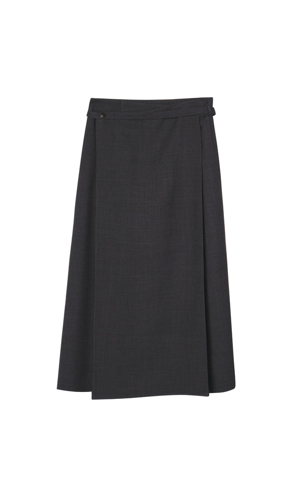 Damen A-Line Rock mit angenähtem Gürtel & asymmetrischer Länge