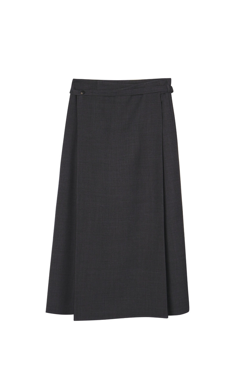 Damen A-Line Rock mit angenähtem Gürtel & asymmetrischer Länge