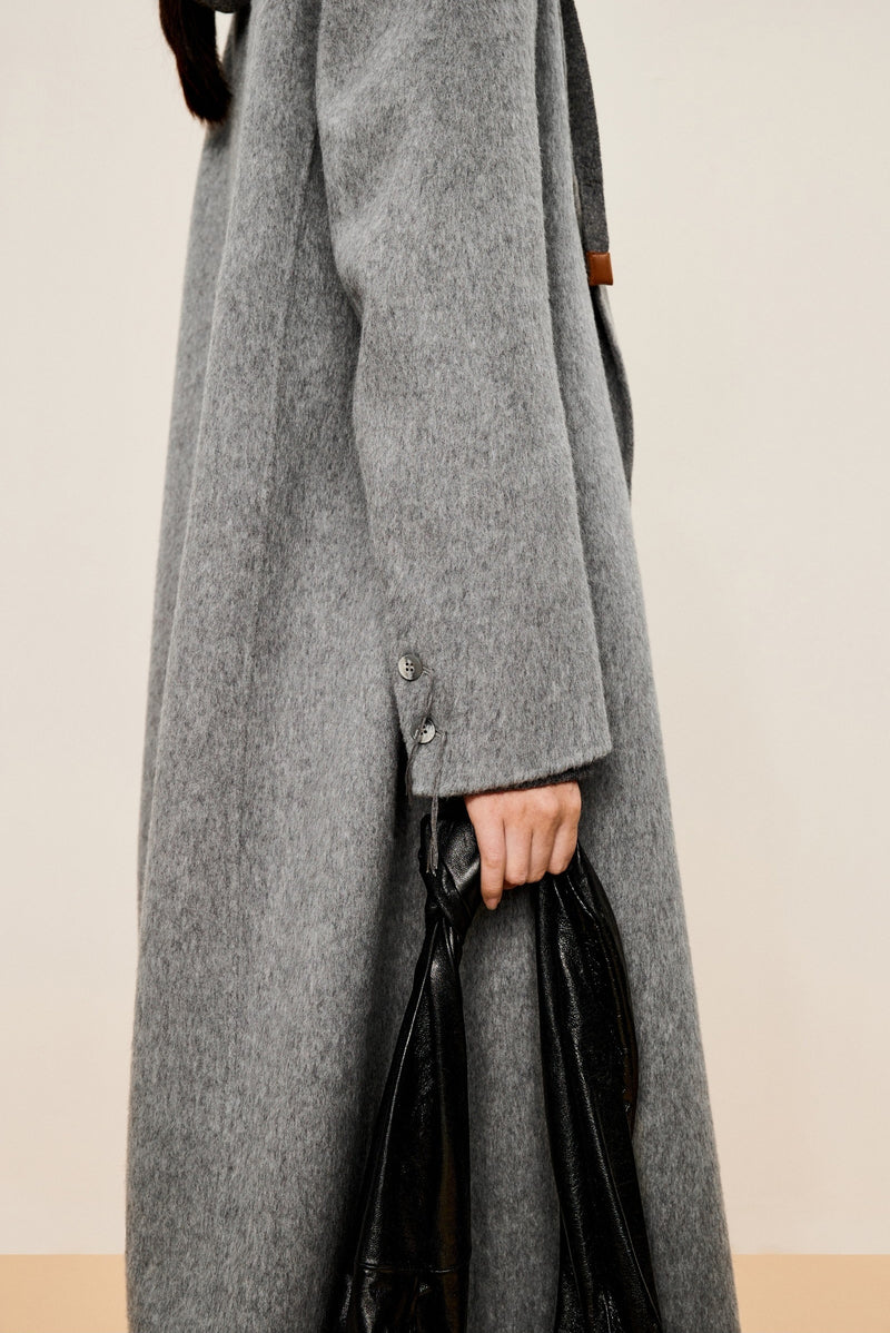 Damen Oversized Wollmantel mit Reverse Kragen