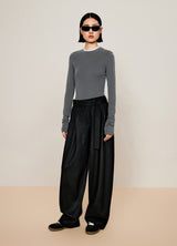 Damen Oversize Hose mit Band als Gürtel