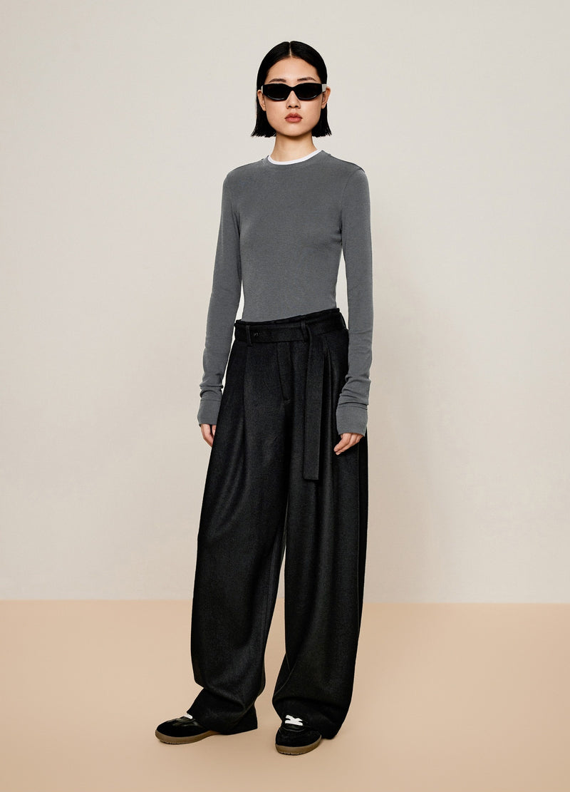 Damen Oversize Hose mit Band als Gürtel