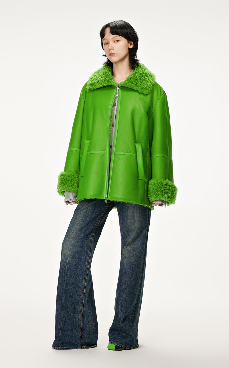 Leather lambskin jacket GREEN