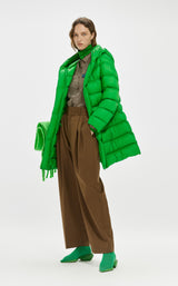 Down coat with quilting GREEN