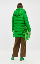 Down coat with quilting GREEN