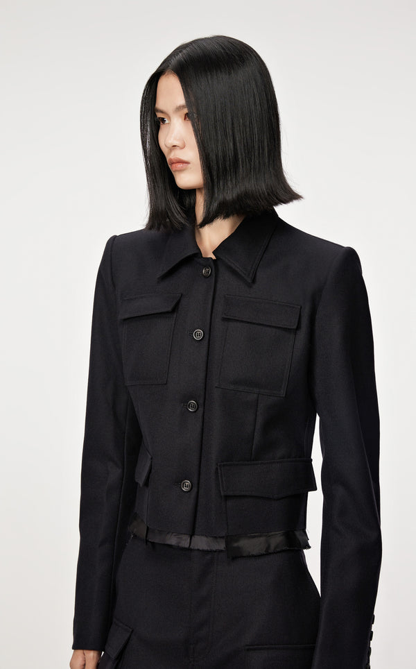 Short wool jacket BLACK