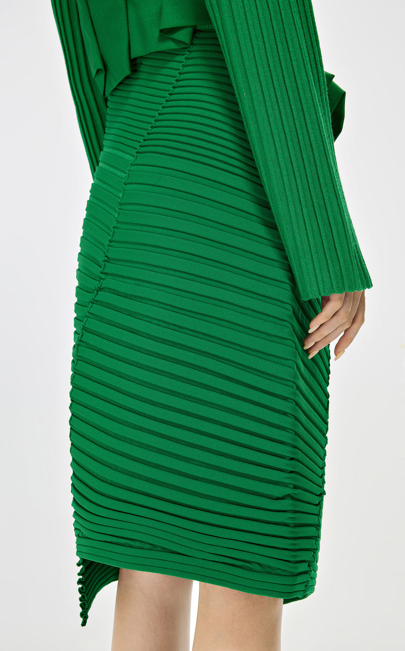 Asymmetric skirt GREEN