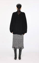 Damen Loose Sweater mit Stehkragen in Schwarz