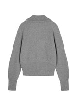 Grauer Strick-Cardigan mit Zipper & Kragen – Modern & Elegant