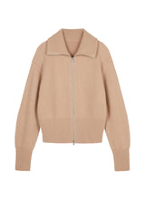 Camel Strick-Cardigan mit Zipper & Kragen – Modern & Elegant