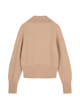 Camel Strick-Cardigan mit Zipper & Kragen – Modern & Elegant