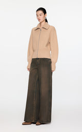 Camel Strick-Cardigan mit Zipper & Kragen – Modern & Elegant JNBY