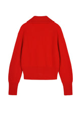 Roter Strick-Cardigan mit Zipper & Kragen - Valentinstag Rot JNBY