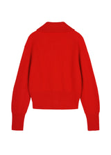 Roter Strick-Cardigan mit Zipper & Kragen – Modern & Elegant