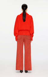 Roter Strick-Cardigan mit Zipper & Kragen – Modern & Elegant