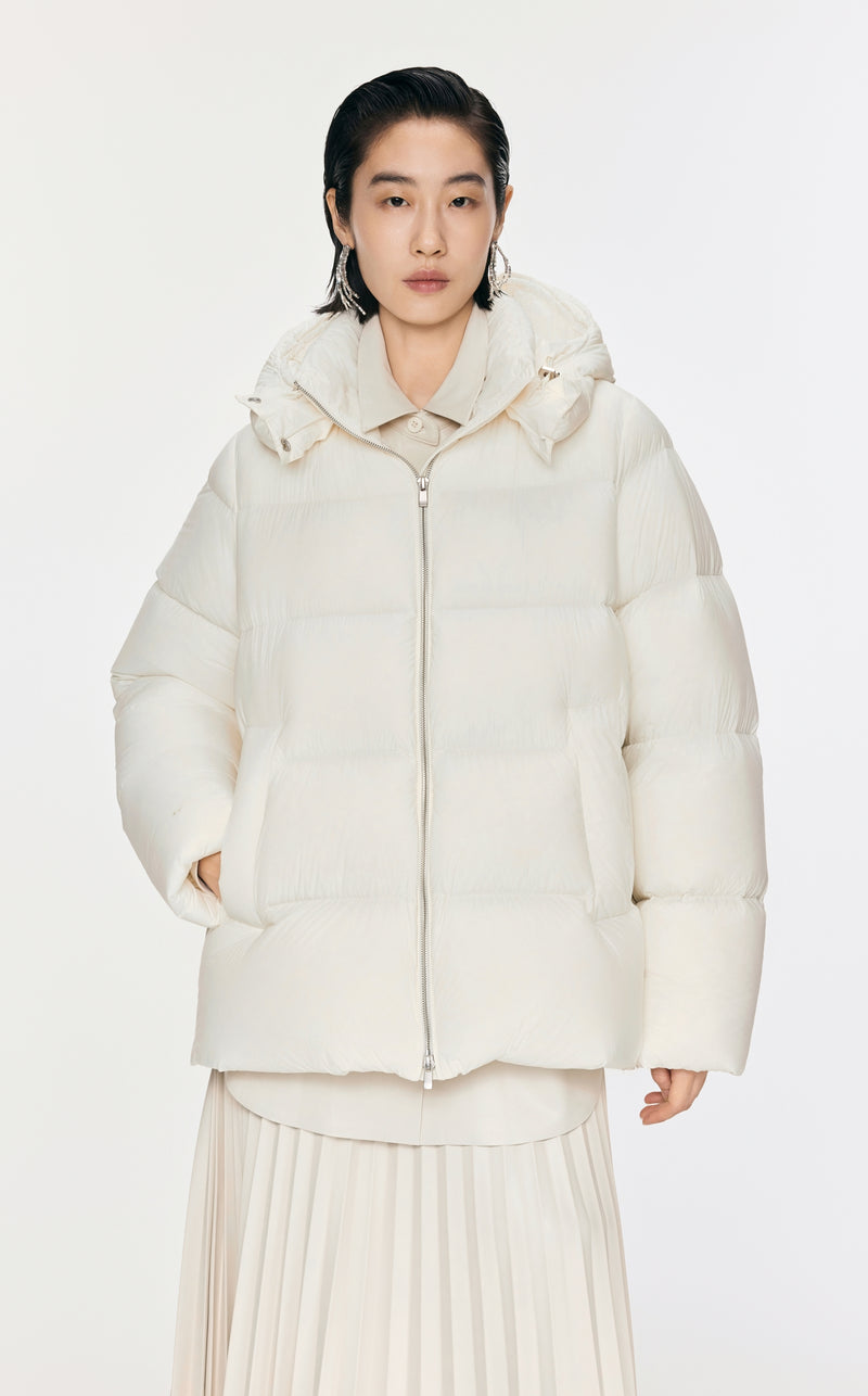 Damen Regular Daunenjacke mit Wärme & Stehkragen Off White
