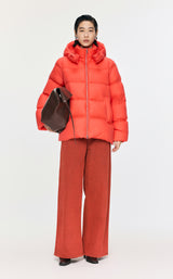 Damen Regular Daunenjacke mit Wärme & Stehkragen Korallen Rot