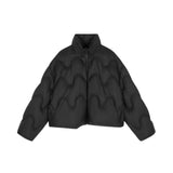 Damen Boxy Daunenjacke mit Wellen-Steppung in Schwarz