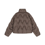 Damen Boxy Daunenjacke mit Wellen-Steppung in Braun